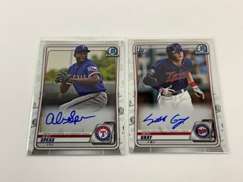 Gray And Speas 2020 Bowman Autographed Prospect Cards