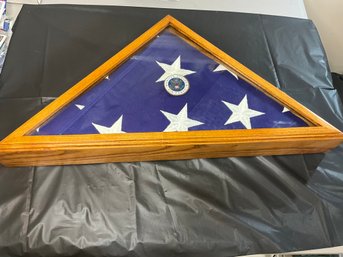 United States Air Force Flag Display In Wooden Case