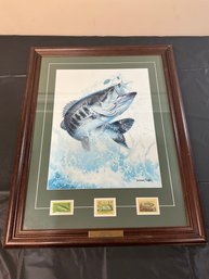 Hooked By Larry Tople Bass Print With Stamps