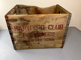 Vintage Hartford Club Beverages Wooden Crate