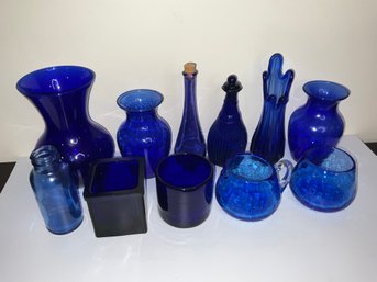 Group Of Cobalt Blue Glassware