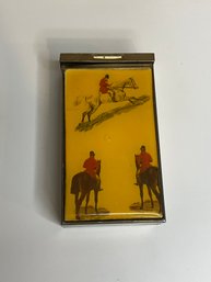 Vintage Metal Cigarette Case Holder With Horses