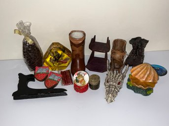 Eclectic Home Decor Lot With Dragon, Boots, Oyster And More