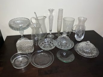 Large Group Of Clear And Cut Glass