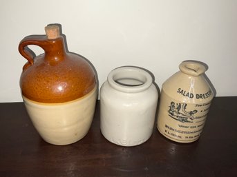 Vintage Crocks With Laird & Co, Lab Lagny And Salad Dressing Made In England