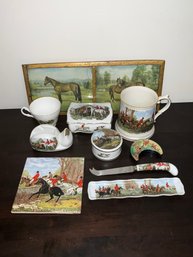 Vintage Fox Hunt Scenes With Horses Crown Dorset Staffordshire, Crown Windsor And More