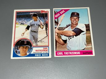 Vintage Carl Yastrzemski 1966 And 1983 Topps Baseball Cards