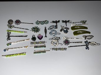 Group Of Rhinestone Hair Clips And Accessories