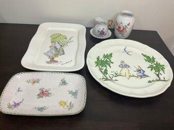 Pottery And China Lot With Serving Trays, Vase And More