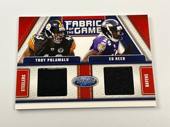 Troy Polamalu And Ed Reed 2011 Certified Fabric Of The Game Dual Jersey /100