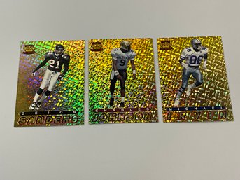 Deion Sanders, Charles Johnson And Michael Irvin 1994 Pacific Prisms Gold Cards