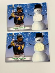 2 Ronald Acuna Jr 2021 Topps Holiday Jersey Relic Cards
