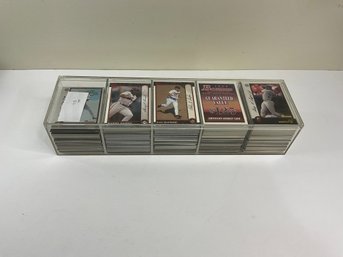 Plastic Container Full Of Bowman Baseball Cards Lots Of Rookies And Foil