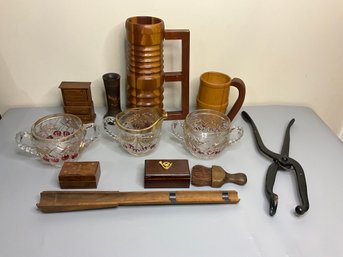 Mixed Lot Of Glass, Wood And Metal