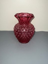 Vintage Hobnail Cranberry Glass Vase