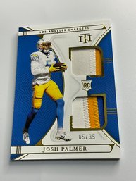 Josh Palmer 2021 National Treasure Rookie Dual Materials /35 Tri Color Patch