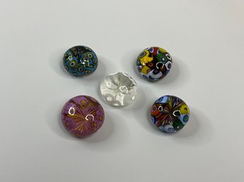 5 Small Colorful Art Glass Paperweights