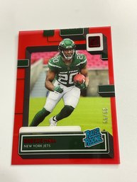 Breece Hall 2022 Clearly Donruss Rated Rookie Red /49