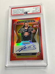 Amanda Nunez Prizm UFC Champions Signatures Red /99 PSA Graded 7 Auto 10