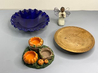 Willow Tree Angel, Decorative Bowls And A Pumpkin Patch Candle Holder