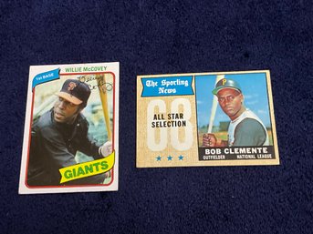 Vintage 1968 Topps Clemente And 1980 McCovey Baseball Cards