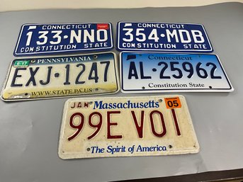 License Plates From CT, MA And PA