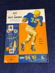 1957 Pitt Vs West Virginia Football Program Autographed By Dick Deitrick