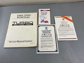 1986 & 1987 GM, 1989-90 Pontiac Maintenance Schedules And An Auto Pamphlet