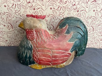 Carved Painted Wooden Chicken