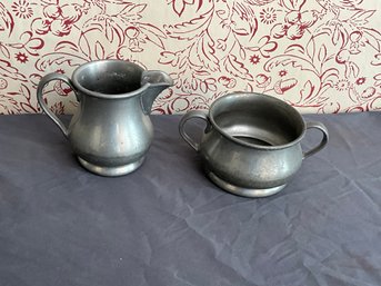 Old Essex By Jennings Pewter 639 And 640 Small Pitcher And Handled Bowl
