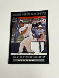 Alex Rodriquez 'A-rod' 2007 Topps Highlights Jersey Card