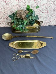 Mixed Brass Lot With Vintage Candle Snuffer Scissors