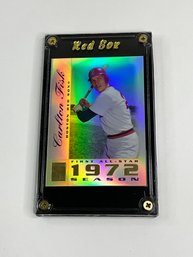 Carlton Fisk 2003 Topps Tribute Card In Custom Red Sox Card Holder