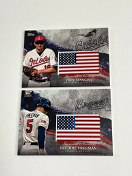 2018 Topps Independence Day US Flag Patch Cards Freeman And Mancini