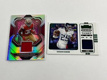 2022 Haskins Contenders Season Ticket And Davis-price Prizm Silver Rookie Jersey Cards