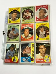 5 Pages Of Vintage Baseball Cards