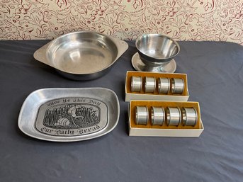 Mixed Metal Lot Including 2 International Silver Co Pewter Napkin Ring Sets