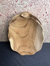 Awesome Hand Carved Large Wooden Turtle Bowl