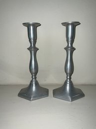 Pair Of Pewter Candle Sticks