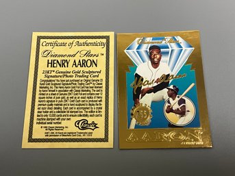 Hank Aaron 1996 Classic Diamond Stars 23kt Gold Card