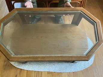 Etched Glass Top Coffee Table With New England Marine Scene