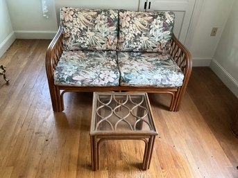 3 Piece Rattan Set With Love Seat, Chair And Side Table
