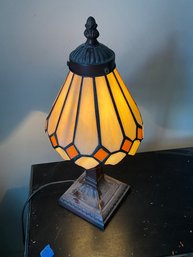 Small Slag Glass Table Lamp
