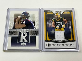 David Carr Upper Deck Honor Role Rookie & Clay Matthews 2018 Score Defenders Jersey Cards