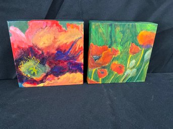Pair Of Floral Canvas Paintings