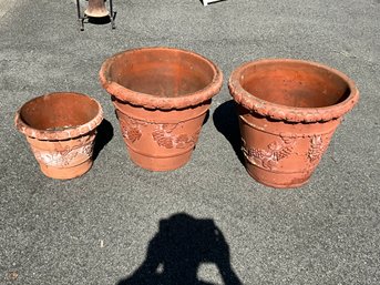3 Faux Terracotta Planters