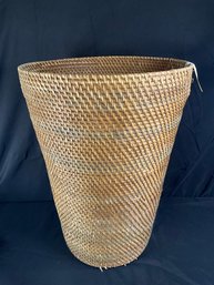 Tall Woven Rattan Waste Basket/clothes Hamper