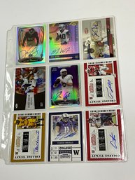 Page With 9 Autographed Rookie Football Cards