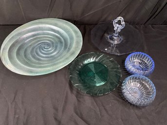 Group Of Blue Glassware