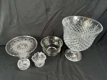 Nice Cut Glass Lot With Large Footed Bowl, Cake Stand, Vases And Bowls